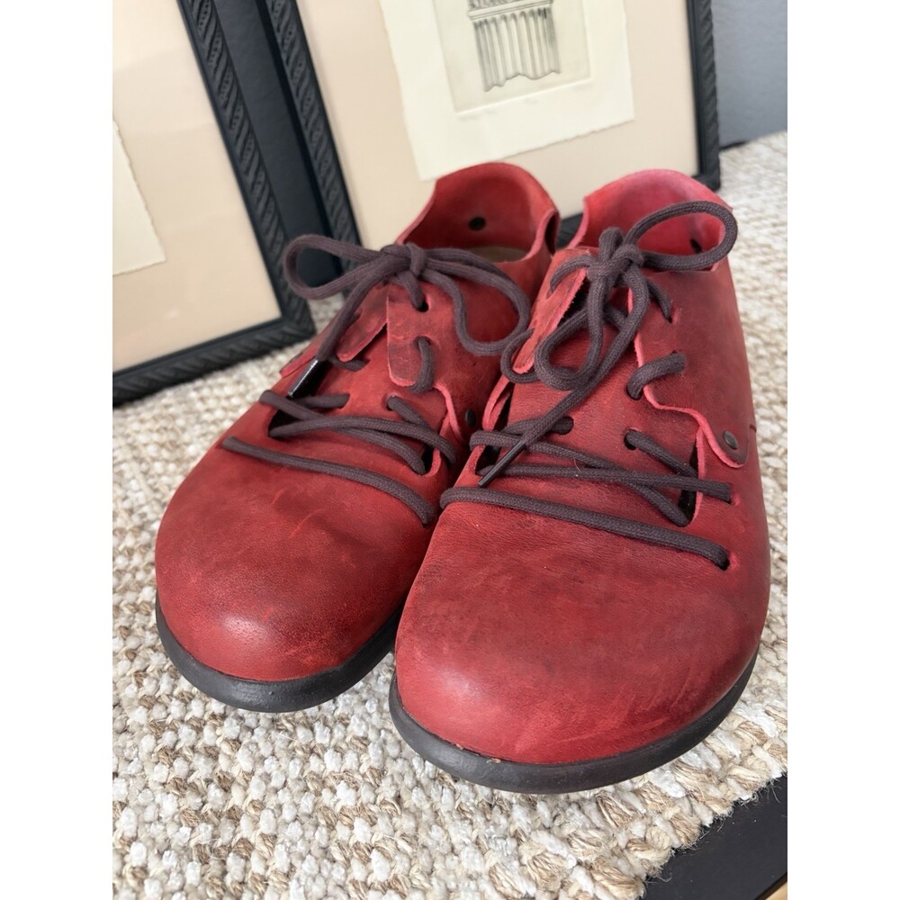 Birkenstock Montana Red Nubuck Leather Lace Up Shoes Men Womens EU40 L9 M7 - Picture 2 of 11